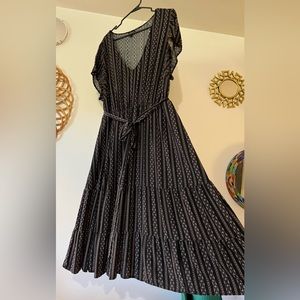 Torrid size 3 black & purple prairie bohemian boho dress with belt EUC